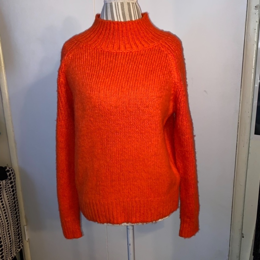 Pumpkin Orange Wool Alpaca Mock Neck Size XSmall